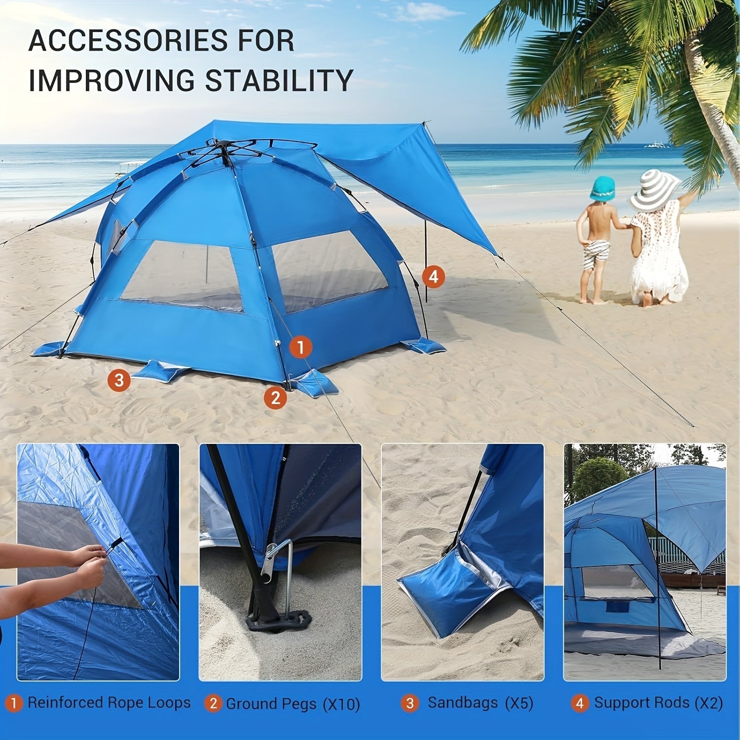Beach Tent – Lightweight and Spacious for 4-6 People