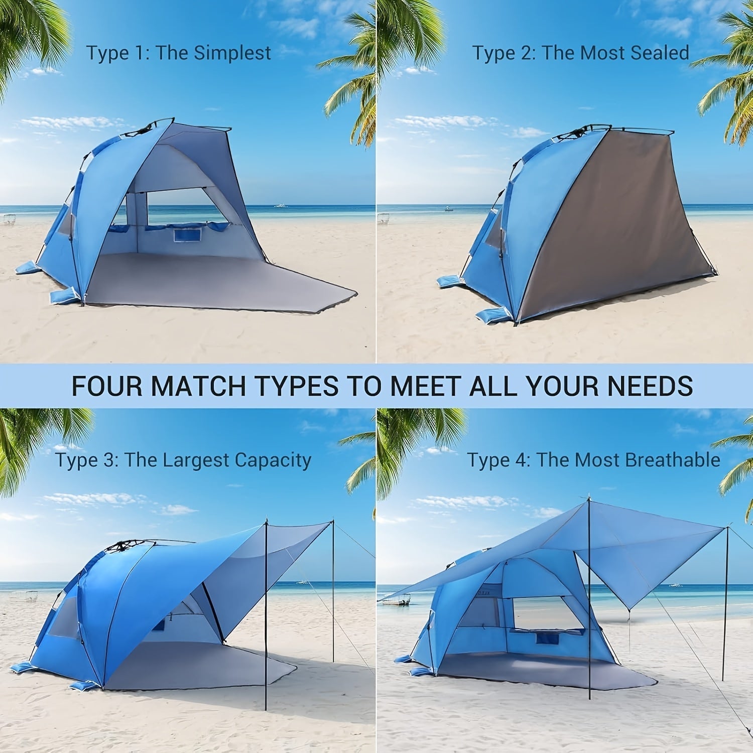Beach Tent – Lightweight and Spacious for 4-6 People