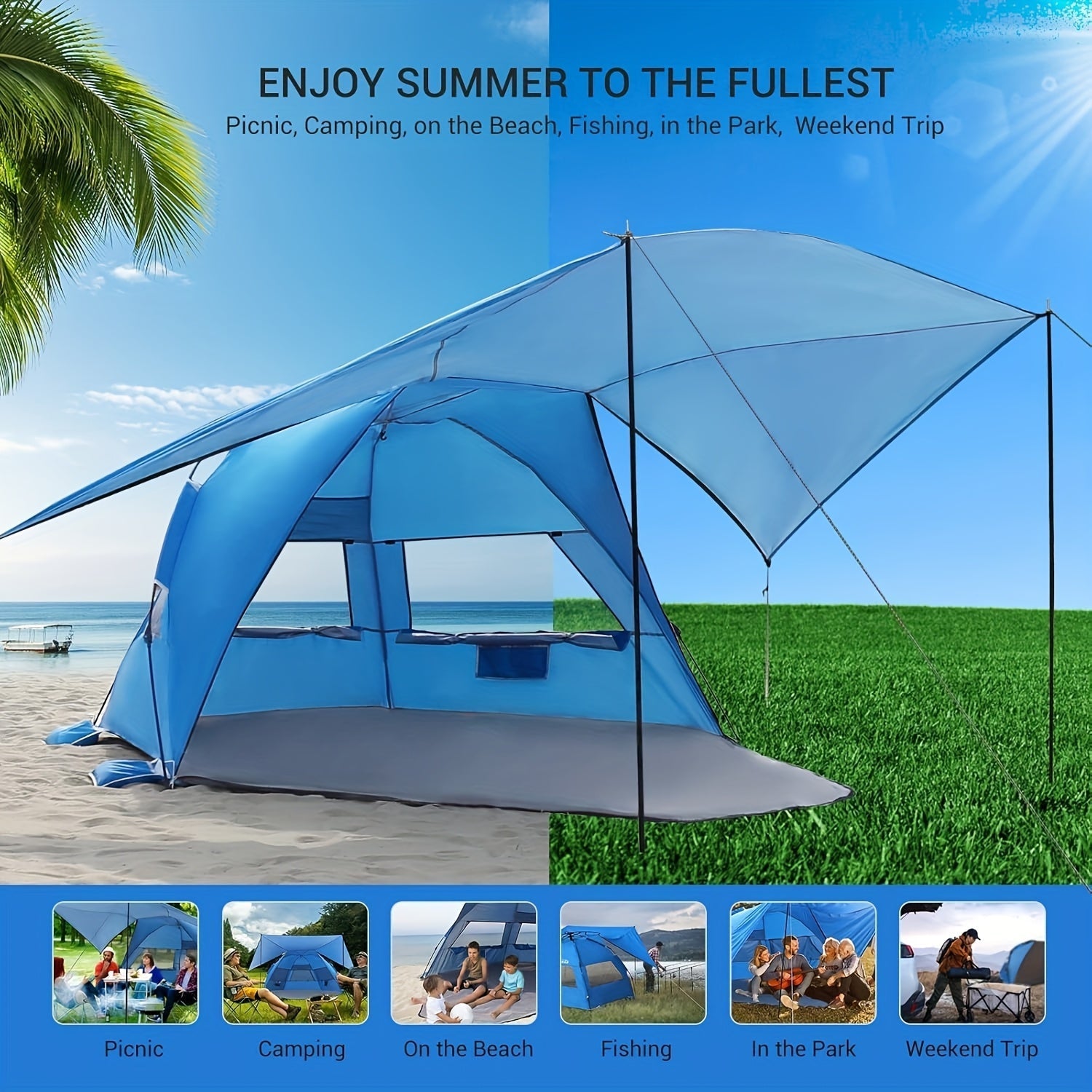Beach Tent – Lightweight and Spacious for 4-6 People
